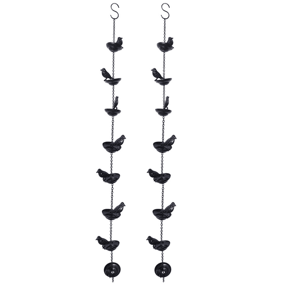 2X Mobile Birds on Cups Rain Chain for Outside, Rain Chains for Gutters Downspouts Rain Chain for Home,9x7x80cm,2 x Birds on Cups Rain Chain,As Shown