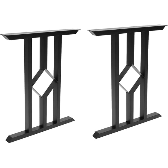 28 Inch Metal Table Legs – Trapezoid Design, Heavy-Duty Steel Desk Legs With Adjustable Feet, Black (Set Of 2)