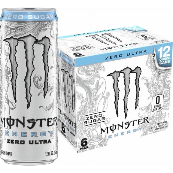 2X-Monster Energy Zero Ultra Zero Sugar Energy Drink - 12 fl oz - 6 cans