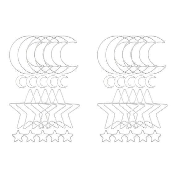 2X Moon Catcher Metal Hoop Rings Circle Macrame for DIY Craft Dream Catcher Making Wall Hanging Decoration,Silver