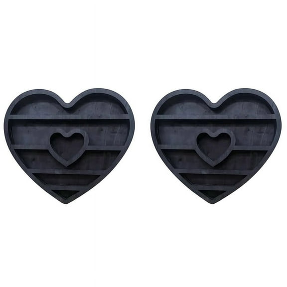 2X Moon Elf Crystal Wooden Shelf Heart Shaped Crystal Essential Oil Display Wall Shelf Living Room Home Display Rack A