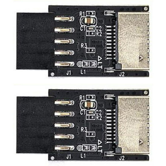 2X Motherboard USB2.0 9Pin to TYPE-C A-KEY Front Connector Converter USB3.2 TYPE-E Interface Header Extender Card,2 * Front Connector Converter,as shown