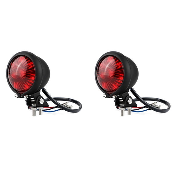 2X Motorcycle LED Rear Tail Light Brake Stop Lamp LED Tail Light for Chopper Cafe Black