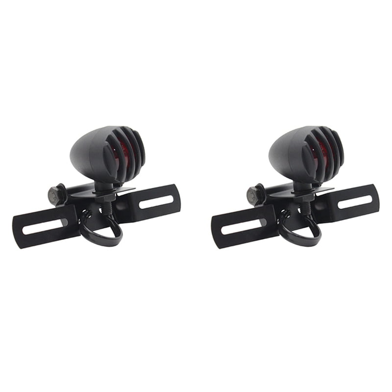 2X Motorcycle Taillight Red Brake Stop Running Light with License Plate Holder Tail Light for Chopper Cafe