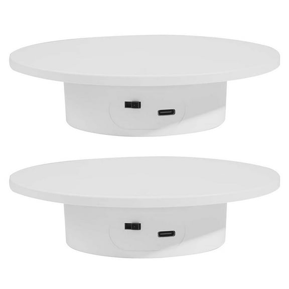 2X Motorized Rotating Display Stand, 360 Electric Rotary Turntable Base Lazy , Load-Bearing 11Lbs, for Photography,2 x Rotating Display Stand,White