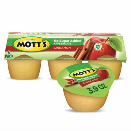 2X-Mott's No Sugar Added Cinnamon Applesauce - 3.9 oz - 6 ct