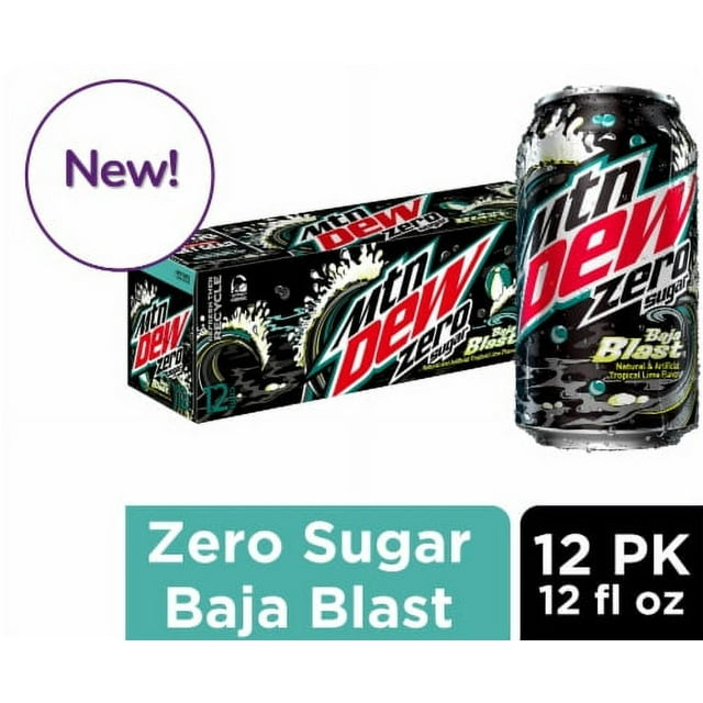 Baja Blast Vs Baja Blast Zero 2X - Mountain Dew Baja Blast Zero Sugar Soda Cans - Walmart.com