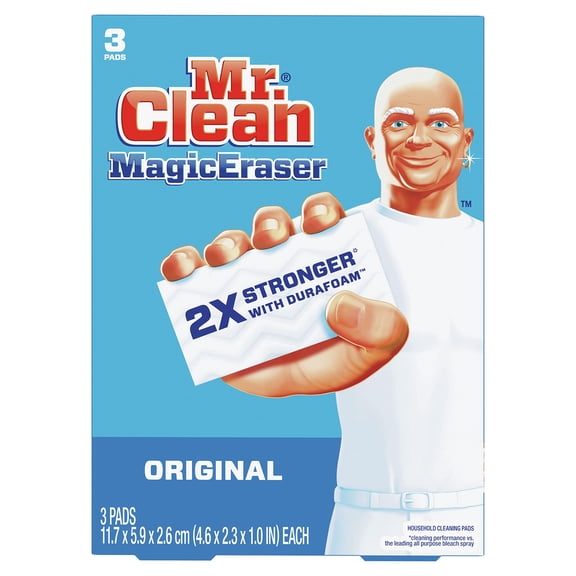 2X - Mr. Clean Original Magic Eraser Cleaning Pads With Durafoam, 3 Count