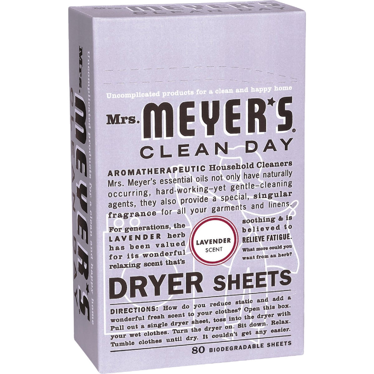 2-pack Mrs. Meyer's Clean Day Fabric Softener Dryer Sheets - Lavender - 2 Pack, 80 Count Each — Residential Use, Standard Application