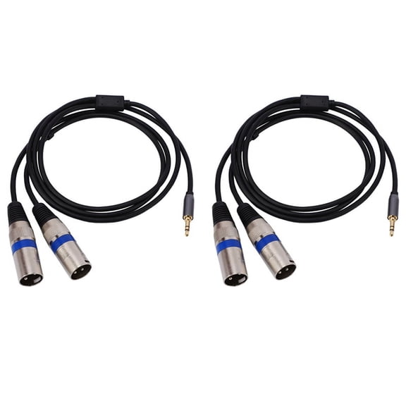 2X Multi-Function Audio Cable 3.5/6.35mm Male Jack to Double XLR Male Jack Cable XLR Extension Cable 6.35/3.5mm