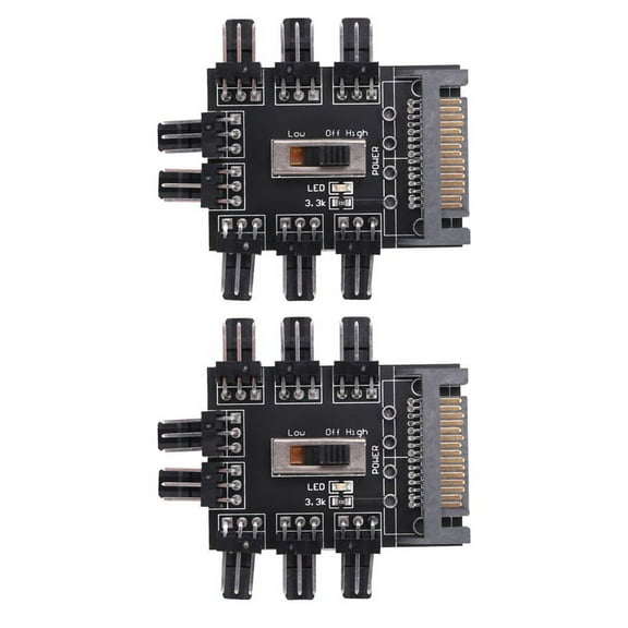 2X Multi Way Splitter Cooler Cooling Fan Hub PC Computer SATA 1 to 8 3Pin 12V Power Socket PCB Adapter XXM8