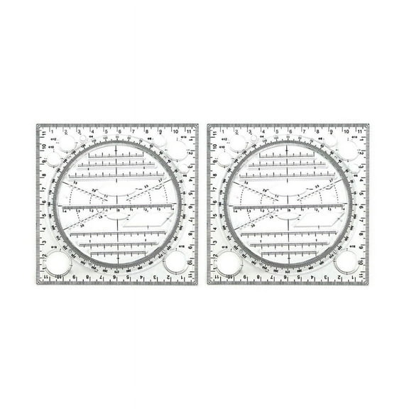 2X Multifunctional Circle Drawing Template, Geometric Drawing Tool, Measuring Ruler, Rotatable Angle