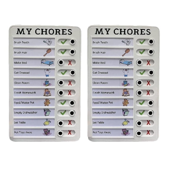2X My Chores Memo Plastic Board, Detachable and Reusable for Check Items Form