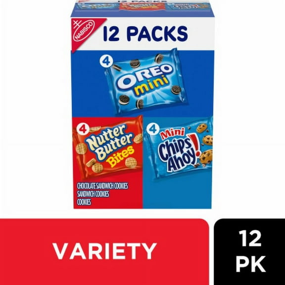 2X-Nabisco Cookie Variety Pack Oreo Mini Nutter Butter Bites Chips Ahoy! Mini Snack Packs - 12 oz