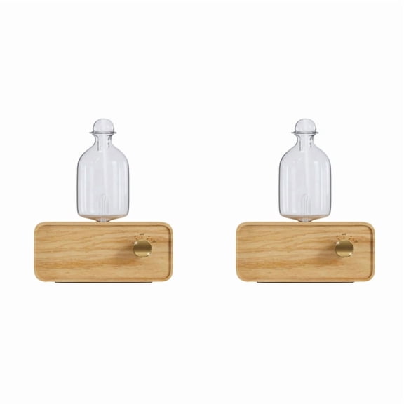2X Nebulizing Essential Oil Diffusers Cordless Rechargeable Wooden Glass Cold Aroma Diffuser for Living Room Home Office