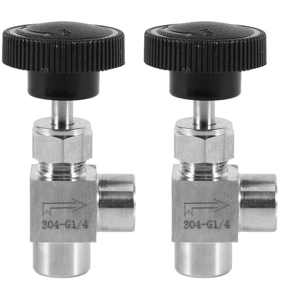 2X Needle Valve Adjustable Needle Valve 1/4 Inch Right Angle Female Thread SS304 for Water Gas Oil