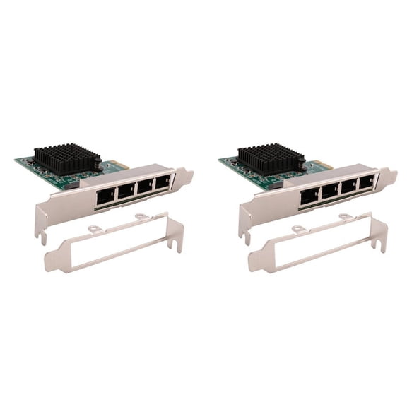 2X Network Cards Network/Ethernet/Lan Adapter PCI-E Network Card Realtek RJ45 Internet Ethernet Gigabit 4 Port,2 x ethernet card 2 x Bracket,green