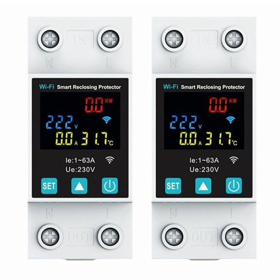 2X New 1P 1-63A Tuya WiFi Smart Circuit Breaker LED Display Switch with Power Metering Smart Life Control Via  Home