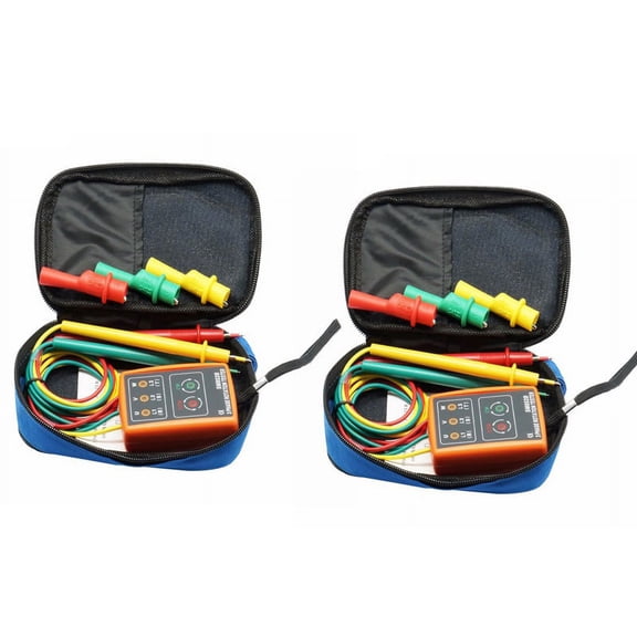 2X New 3 Phase Sequence Rotation Tester Indicator Detector Meter LED Buzzer with Portable Pouch TD-LED02,2 x 3 Phase Sequence Tester 6 x Alligator Clips 2 x Pouch 2 x User Manual,Photo Color
