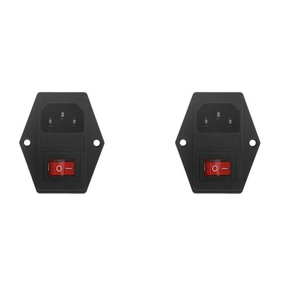 2X New 3 Pin Iec320 C14 Ac Inlet Male Plug Power Socket with Fuse Switch 10A 250V,2 x Power Socket,Black & red