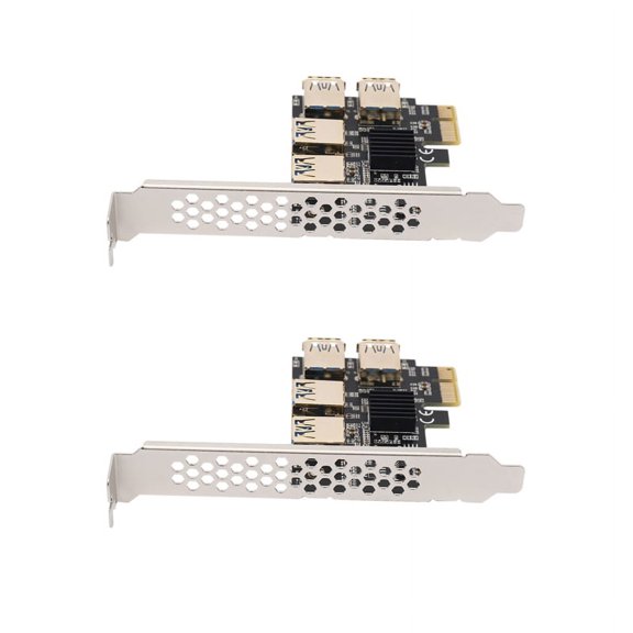 2X New 4 Ports PCIe Riser Adapter Board PCI-E 1x to 4 USB 3.0 PCI-E Rabbet GPU Riser Extender ETH