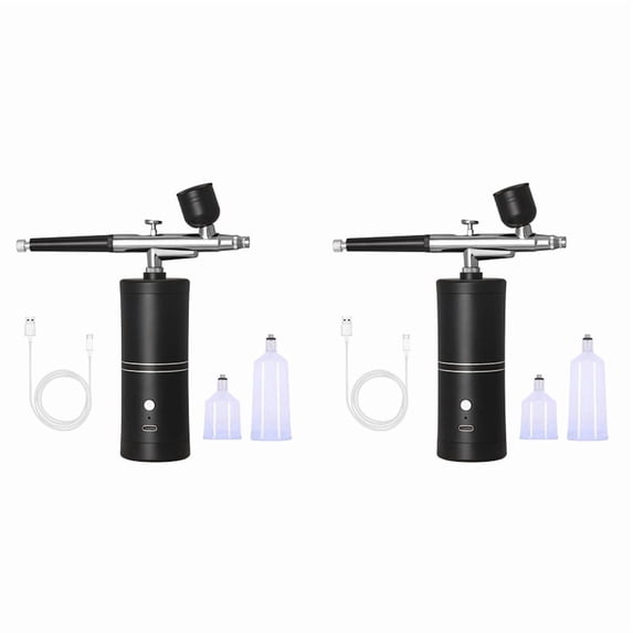 2X New Airbrush KIT Cordless Rechargeable Compressor Airbrush Set, Automatically Handles Model Painting, Nails, Makeup