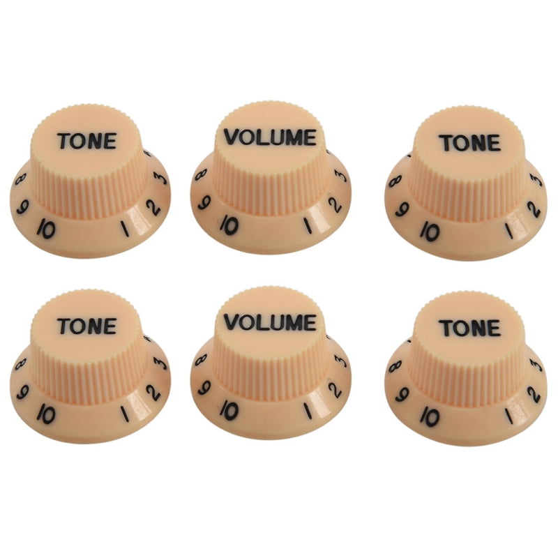 2X New Cream Dark Blue Font 1 Volume& 2 Tone Guitar Control Knobs for