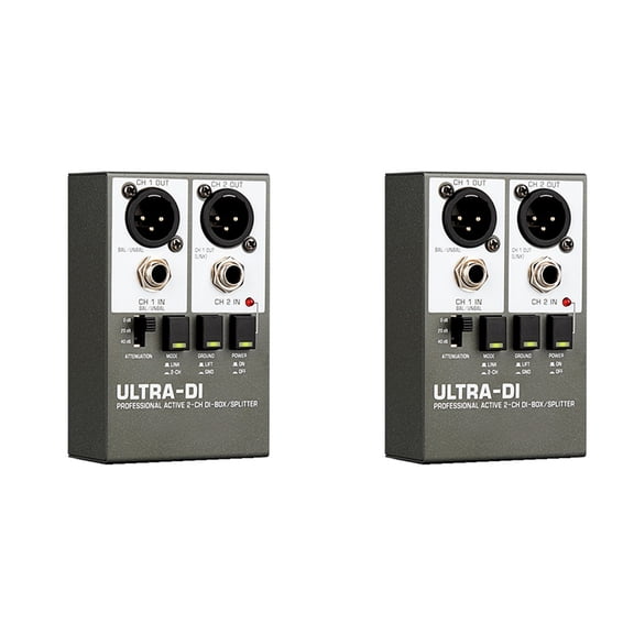 2X New DI Box Audio Active 2-Channel High Frequency Interference Guitar Instrument for Stage Audio Isolator