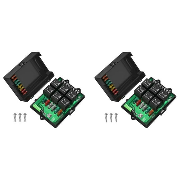 2X New RB-R6F6-3 Car Relay Box Modified Socket Car Junction Box Fuse 12V Automotive Universal Fuse Panel,2 x Car relay box modified socket,Black