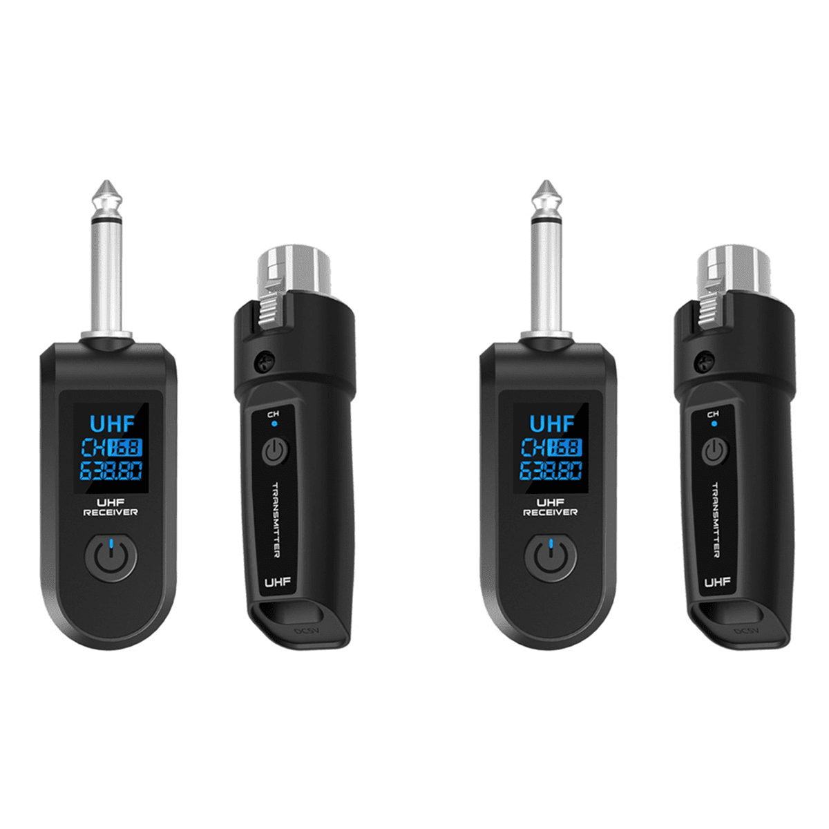 2X New Wireless Microphone UHF Wireless XLR Transmitter and Receiver for Dynamic Microphones Audio Mixers PA Systems,2 set x microphone audio mixer (1 tray 1),Black