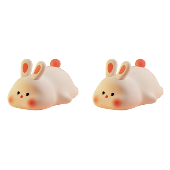 2X  Night Light,Cute Silicone Lamp, Dimmable Light Up Bunny, Night Lamp,Rechargeable Bunny Nightlight