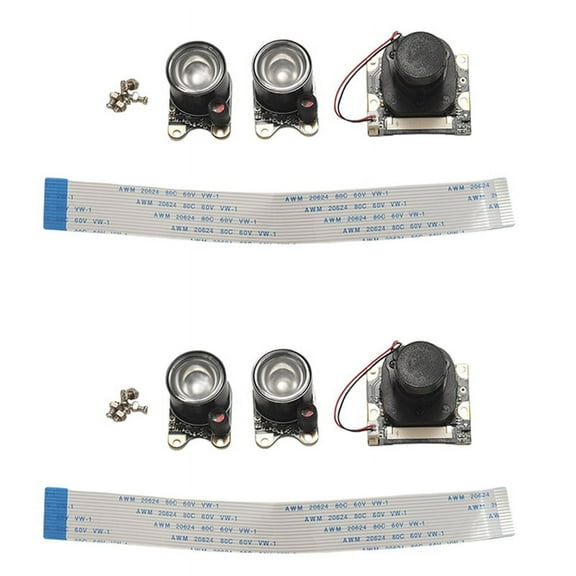 2X Night Vision Camera Module for 4, Mini 5MP 1080P HD Video OV5647 Sensor Webcam Kit with Embedded IR-Cut,2 x Camera module 4 x Infrared LED Board 2 x 15cm FFC cable,as shown