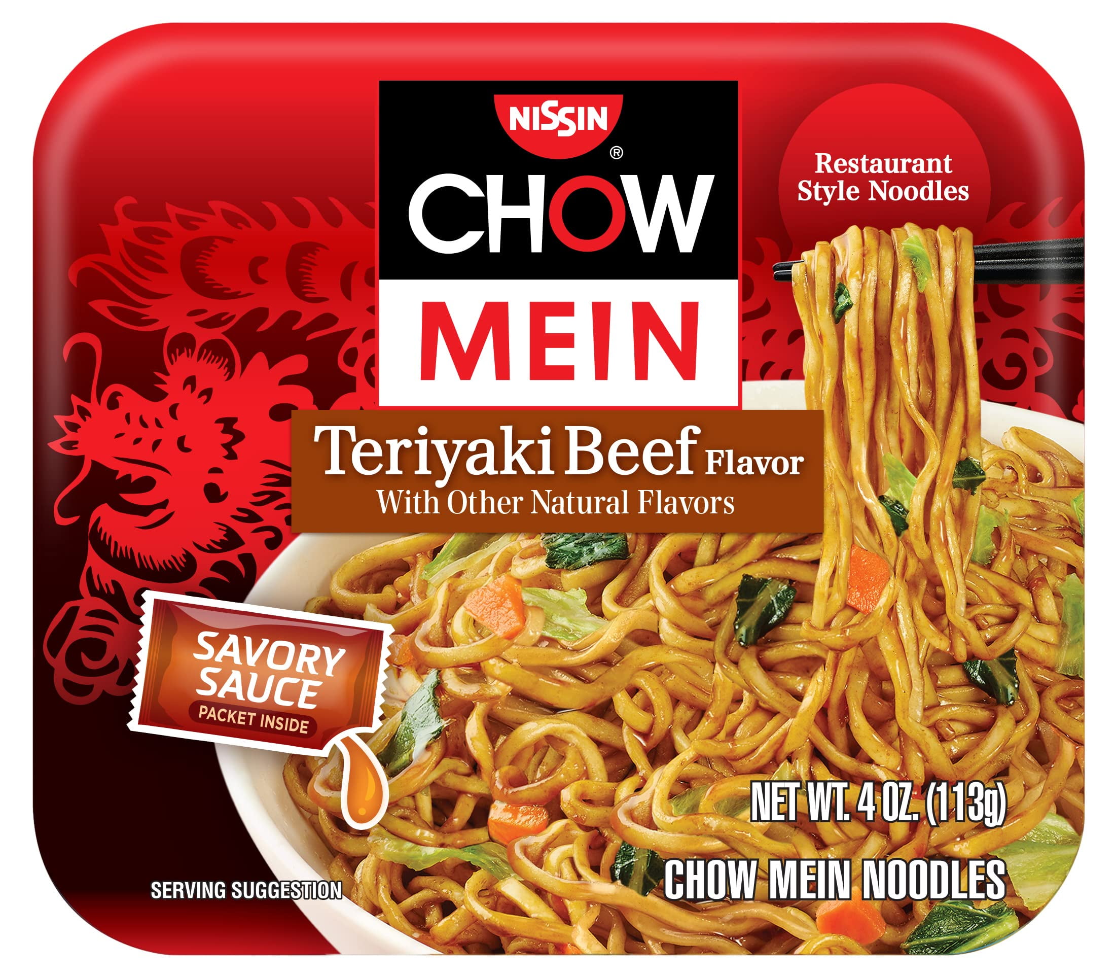 2X - Nissin Chow Mein Teriyaki Beef Flavor Noodles, 4 Oz - Walmart.com