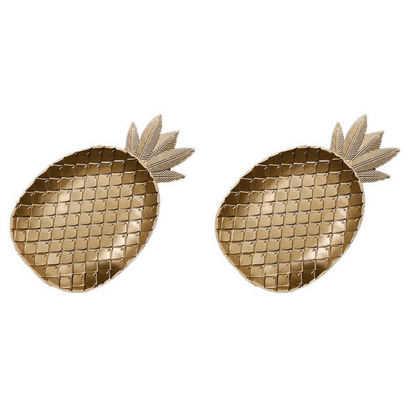 2X Nordic Decorative Tray Gold Pineapple Shape Serving Tray Jewelry Pallet Fruit Dish Table Storage Organizer (Large)