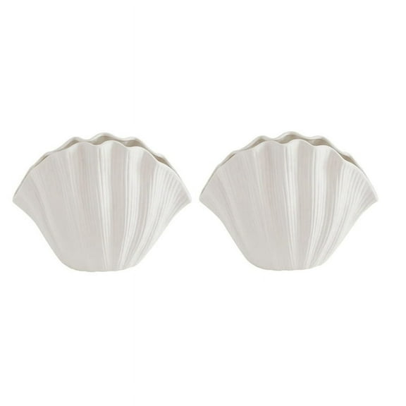 2X Nordic Style Shell Shaped Ceramic Vase Tabletop Artificial Flower Plant Holder Tableware Flower Arrangement A