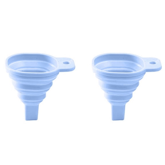 2X Novelty Silicone Folding Funnel Telescopic Long Style Funnels Blue