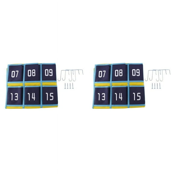 2X Numbered Pocket Chart Classroom Organizer for Cell Phones Calculator Holders (30 Pockets, Blue Pockets)