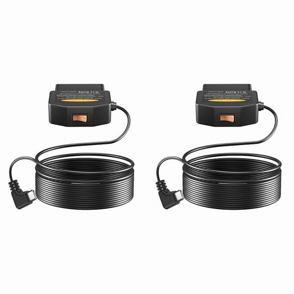 2X OBD2 OBD Power Cable for Dash Camera, OBD to Type-C USB OBDII Adapter Hardwire Charger Cable, 12-36V to 5V/3A