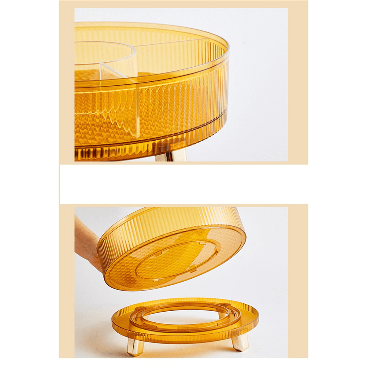 2X ONE-Layer Rotating Light High-Grade Bowl Home Multifunctional Melon Seeds Dried Storage Box White