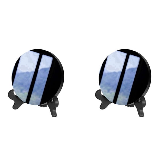 2X Obsidian with Stand Feng Shui Smooth Natural Crystal Home Decoration Gathering Wealth and Righteousness 80mm