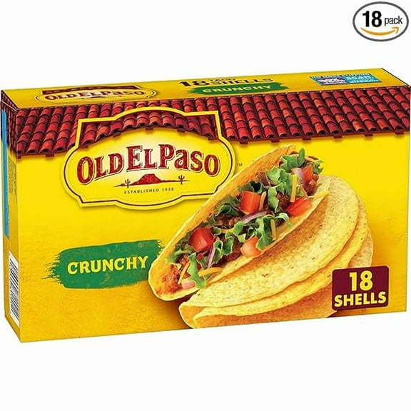 Old El Paso Crunchy Taco Shells, Gluten-Free, 18 count, 6.89 oz Pack of 2