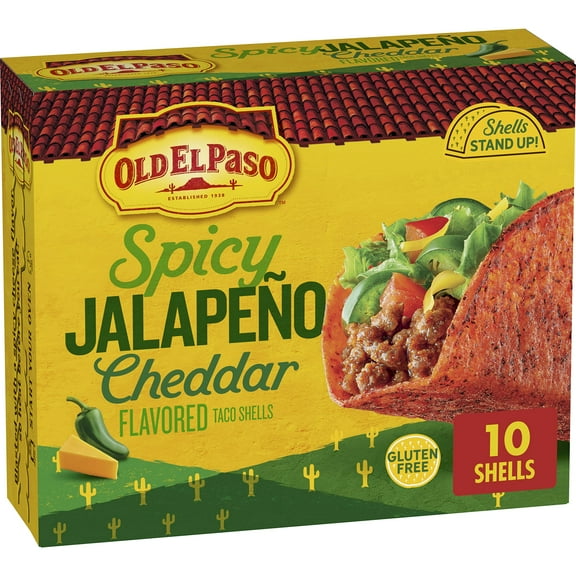 2X - Old El Paso Spicy Jalapeño Cheddar Flavored Stand ,N Stuff Taco Shells, Gluten Free, 5.4 Oz.