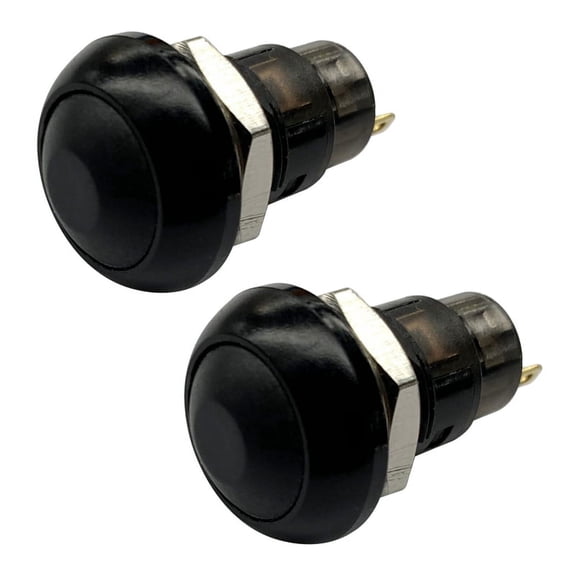 2X On-Off Latching Waterproof 12mm Push Button Switch SPST 2A IP67, Black,2 switch button,black