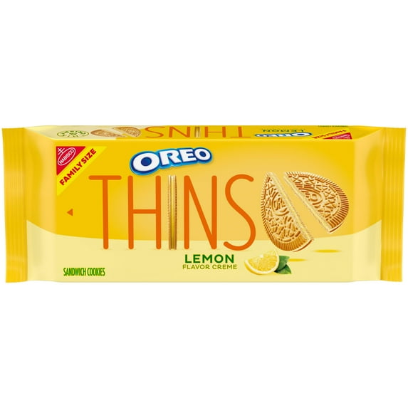 2X - Oreo Thins Lemon Creme Sandwich Cookies, Family Size, 11.78 Oz