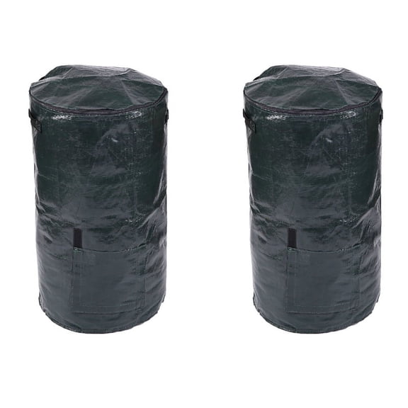 2X Organic Waste Kitchen Garden Yard Compost Bag Environmental PE Cloth Planter Kitchen Waste Disposal Compost Bag-S