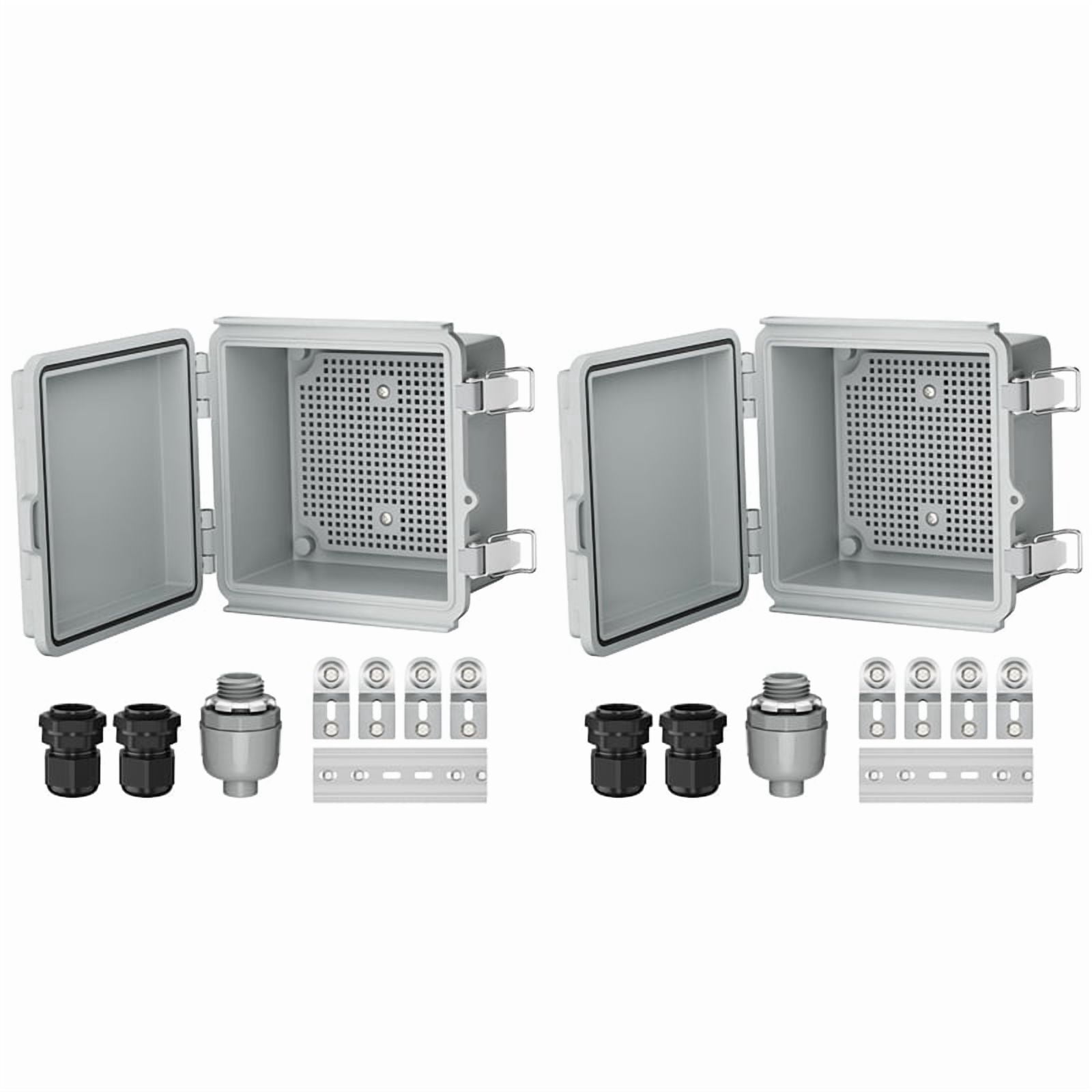 2X Outdoor Electrical Box IP67 Outdoor Waterproof Distribution Box Outdoor Hinge Power Box Waterproof Junction Box