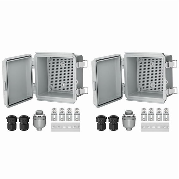 2X Outdoor Electrical Box IP67 Outdoor Waterproof Distribution Box Outdoor Hinge Power Box Waterproof Junction Box