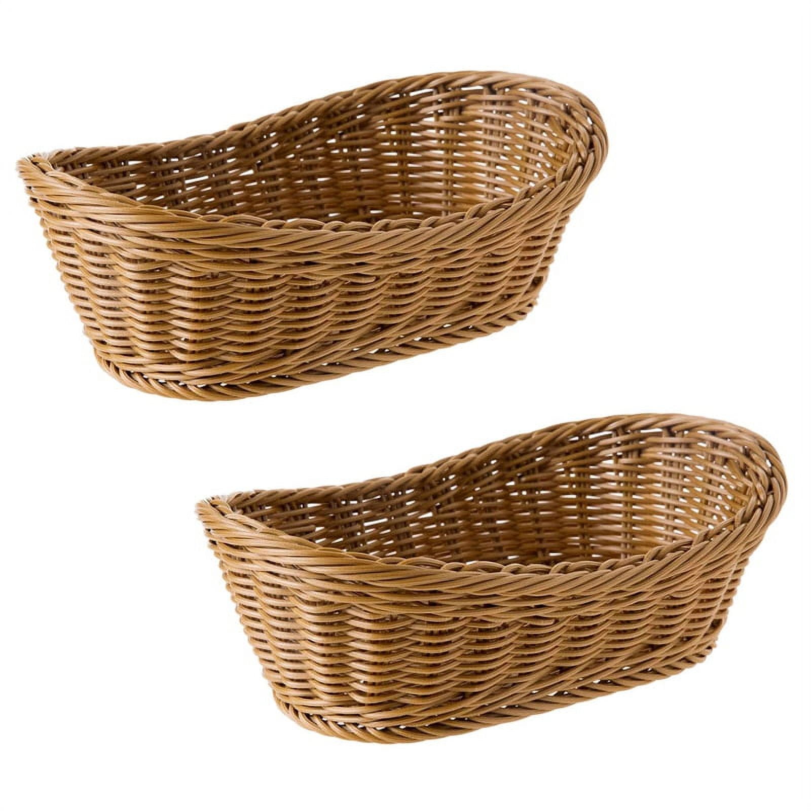 2X Oval Wicker Woven Basket Bread Basket Serving Basket,11 Inch Storage Basket for Food Fruit Cosmetic Storage Table Top