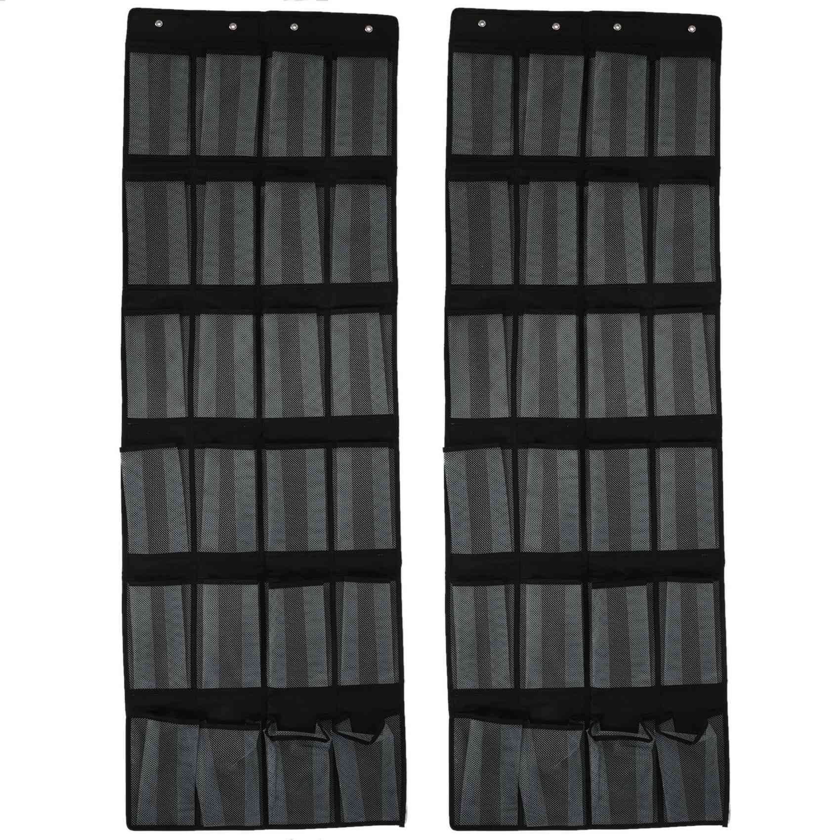 2X Over the Door Shoe Organizer, Clear Hanging Shoe Rack, Fabric Closet Shoe Organizer Storage Bag, 24 Mesh Shoe Holder