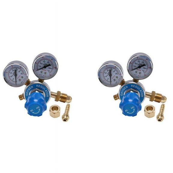 2X Oxygen Gas Bottle Regulators O2 Reducing Pressure Inhaler Double Gauge Regulator Oxygen Tank Regulator,2 x Oxygen regulator,blue